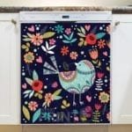 Beautiful Ethnic Folk Art Bird Dishwasher Magnet