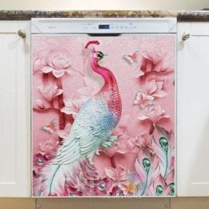 Pink and Blue Peacock Dishwasher Magnet