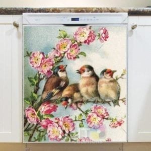 Little Sparrows and Roses Dishwasher Magnet