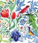 Folk Design with Birds and Flowers Garden Flag