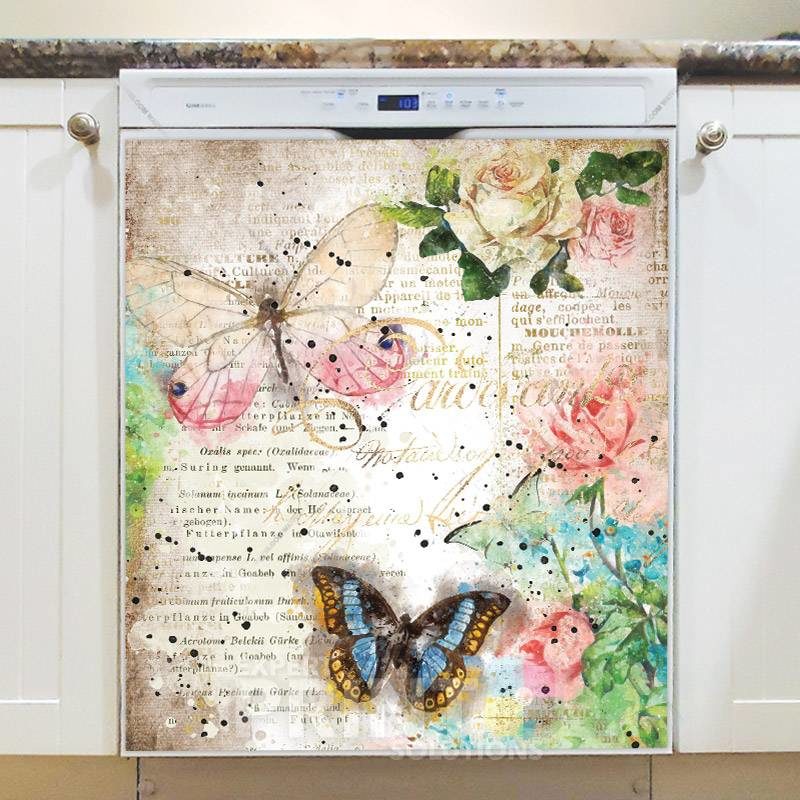 Shabby Chic Garden Butterflies #2 Dishwasher Magnet