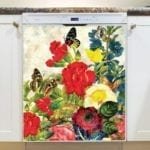 Colorful Summer Garden with Butterflies #1 Dishwasher Magnet