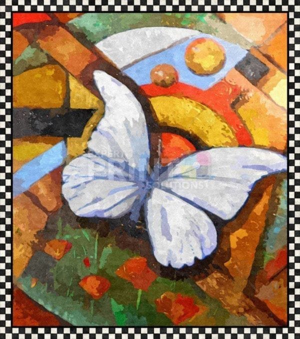 Abstract Design with a Butterfly #1 Garden Flag