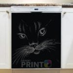 Black Cat Face Dishwasher Magnet