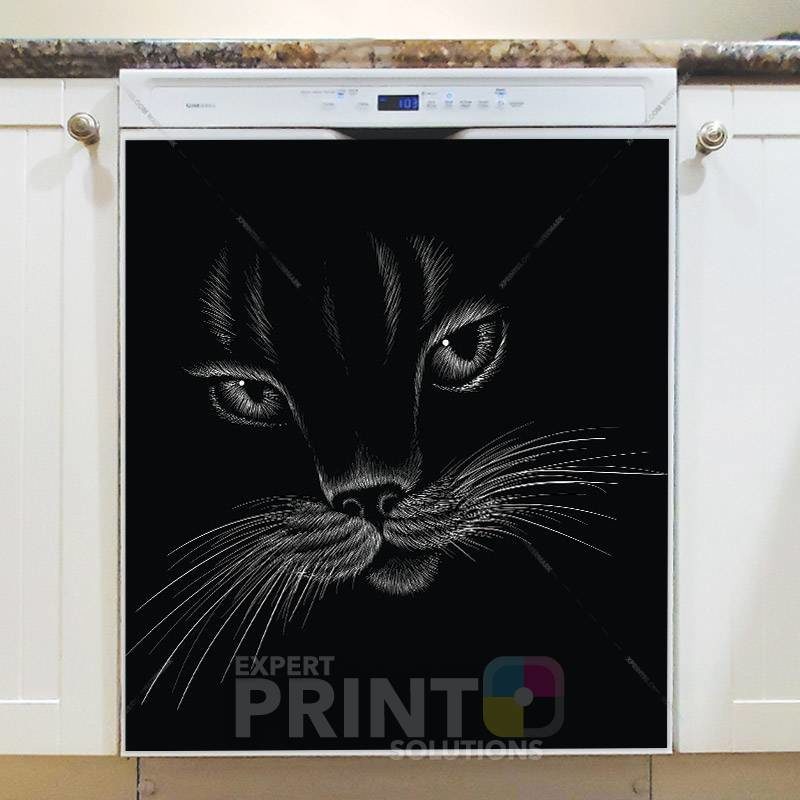 Black Cat Face Dishwasher Magnet