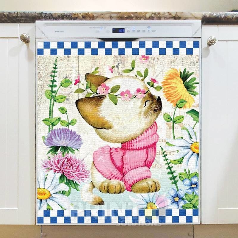 Cute Little Flower Kitten #1 Dishwasher Magnet