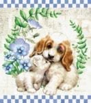 Cute Little Flower Puppy and Kitten Garden Flag