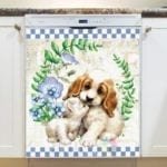 Cute Little Flower Puppy and Kitten Dishwasher Magnet