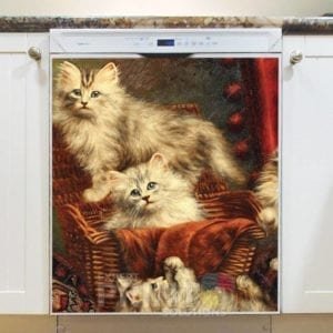Cute Victorian Playing Cats #1 Dishwasher Magnet