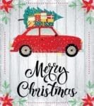 Red Christmas Car and Tree Garden Flag