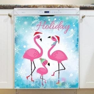 Cute Santa Flamingo Family Dishwasher Magnet