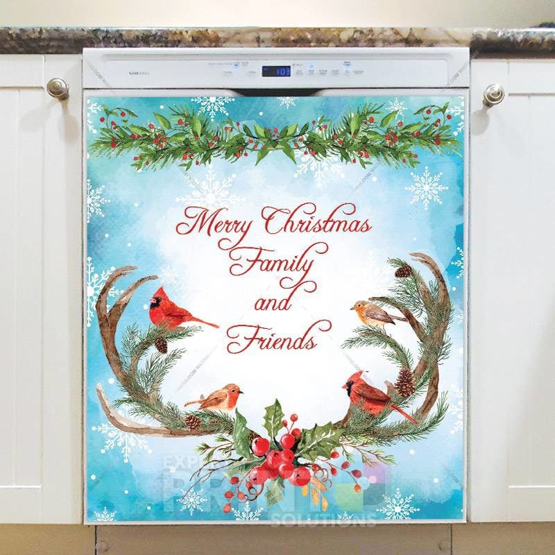 Beautiful Deer Antlers and Birds Dishwasher Magnet