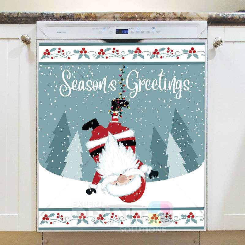 Cute Santa Hanging on Christmas Lights Dishwasher Magnet