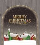 Snowy Christmas Houses in a Village Garden Flag