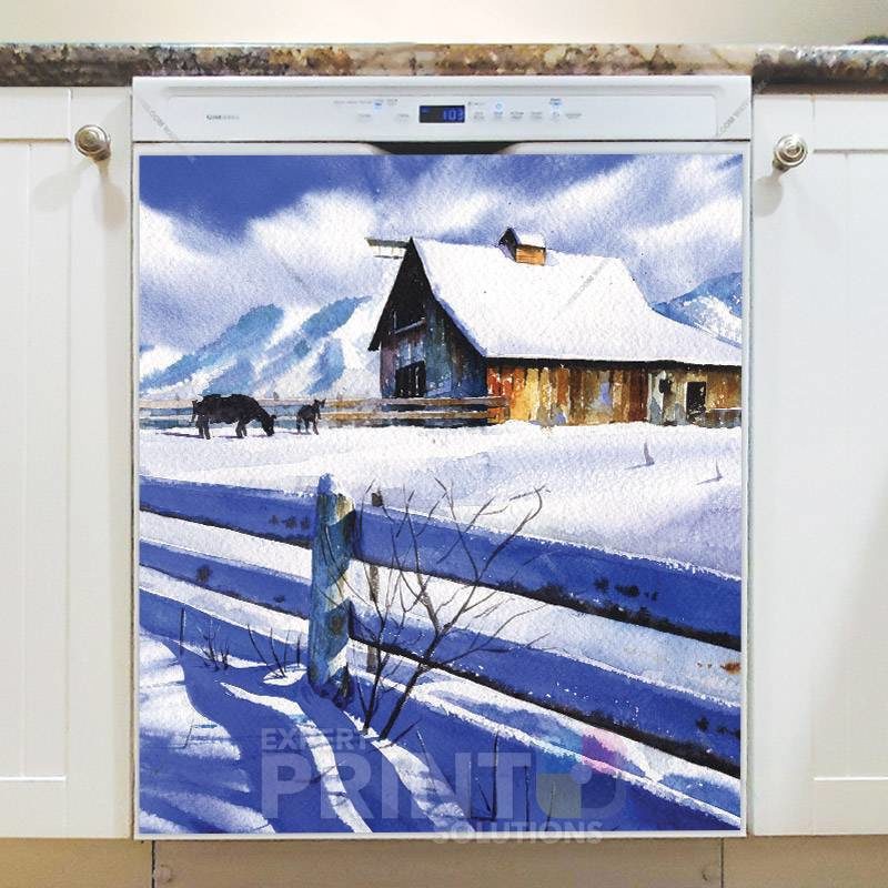 Sunny Christmas Morning on the Farm Dishwasher Magnet
