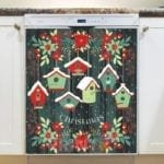 Snowy Christmas Birdhouses Dishwasher Magnet