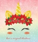 3714-christmas-unicorn-head-and-poinsettias Christmas Unicorn Head and Poinsettias Garden Flag