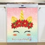 3714-christmas-unicorn-head-and-poinsettias-dishwasher-magnet Christmas Unicorn Head and Poinsettias Dishwasher Magnet