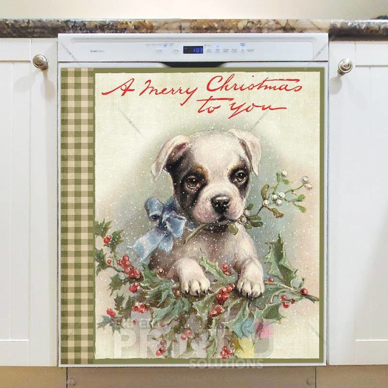 Vintage Christmas Dog #2 Dishwasher Magnet