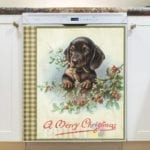 Vintage Christmas Dog #3 Dishwasher Magnet