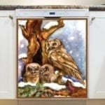 Birds of the Winter - Owls Dishwasher Magnet