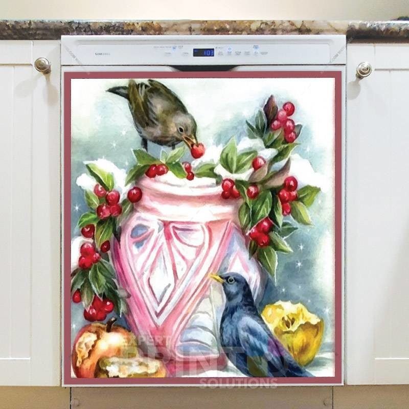 Birds of the Winter - Blackbirds Dishwasher Magnet