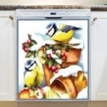 Birds of the Winter - Blue Tits Dishwasher Magnet