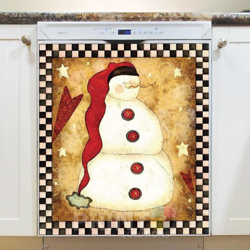 Old Prim Grungy Snowman Dishwasher Magnet