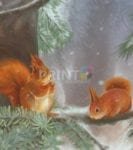 Two Red Winter Squirrels Garden Flag