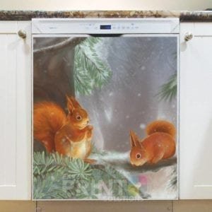 Two Red Winter Squirrels Dishwasher Magnet