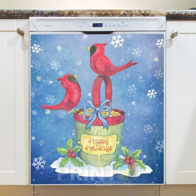 Two Cardinals on a Bucket Dishwasher Magnet