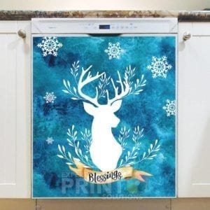 White and Blue Christmas Design Dishwasher Magnet