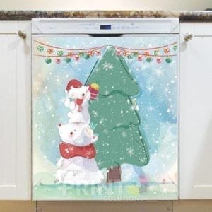 Polar Bear, Bunny and Christmas Tree Dishwasher Magnet