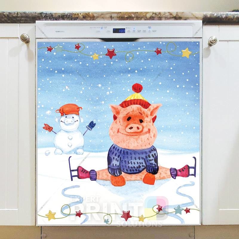 Little Pig Skating Dishwasher Magnet