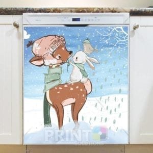 Christmas Friends - Deer and Bunny Dishwasher Magnet