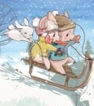 Piglets Toboggan Ride Garden Flag