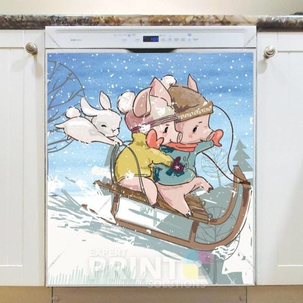 Piglets Toboggan Ride Dishwasher Magnet