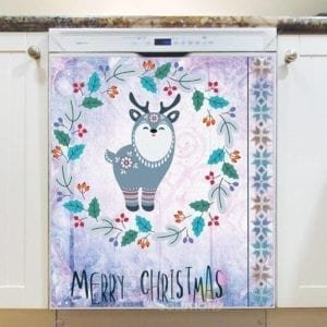 Folk Art Animal Christmas - Deer Dishwasher Magnet