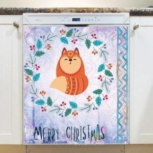 Folk Art Animal Christmas - Fox Dishwasher Magnet