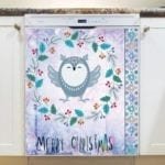 Folk Art Animal Christmas - Owl Dishwasher Magnet