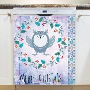 Folk Art Animal Christmas - Owl Dishwasher Magnet