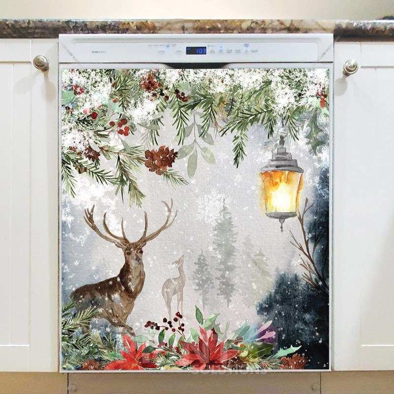 Reindeer in the Winter Forest Dishwasher Magnet