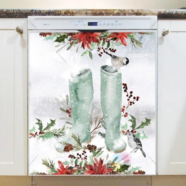 Winter Boots in the Snow Dishwasher Magnet