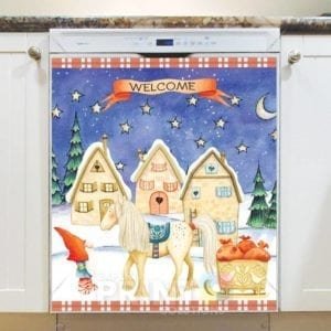 Scandinavian Yuletide Holiday Gnomes #1 Dishwasher Magnet