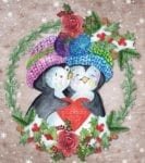 Christmas Penguins in Love Garden Flag
