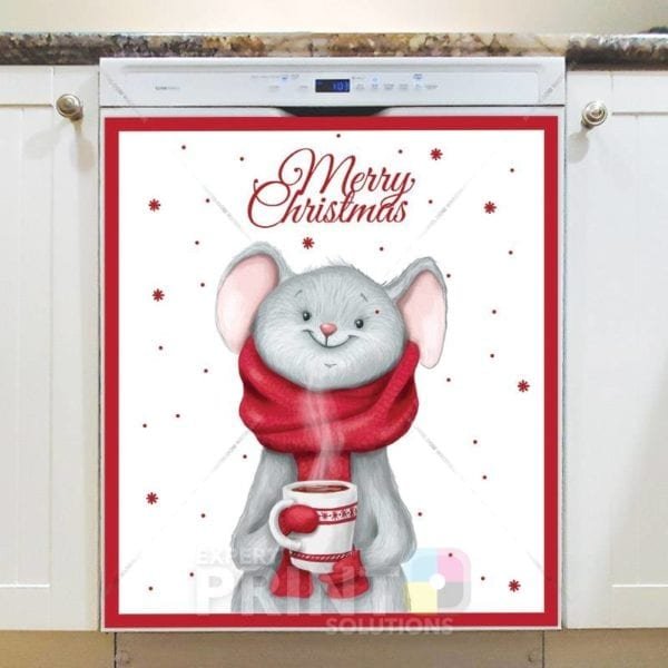 Winter Mouse Drinking Hot Tea Dishwasher Magnet