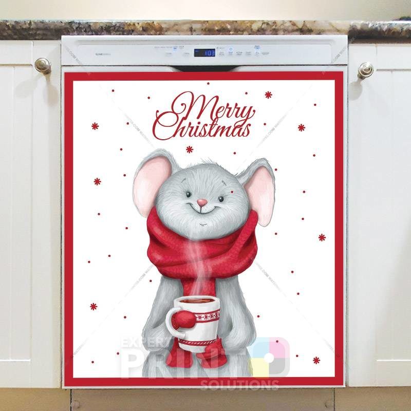 Winter Mouse Drinking Hot Tea Dishwasher Magnet