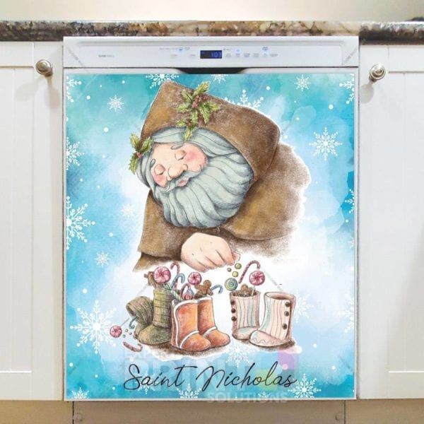 Saint Nicholas Fills the Boots Dishwasher Magnet