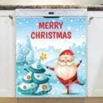 Dancing Santa and Christmas Tree Dishwasher Magnet