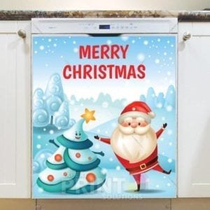 Dancing Santa and Christmas Tree Dishwasher Magnet